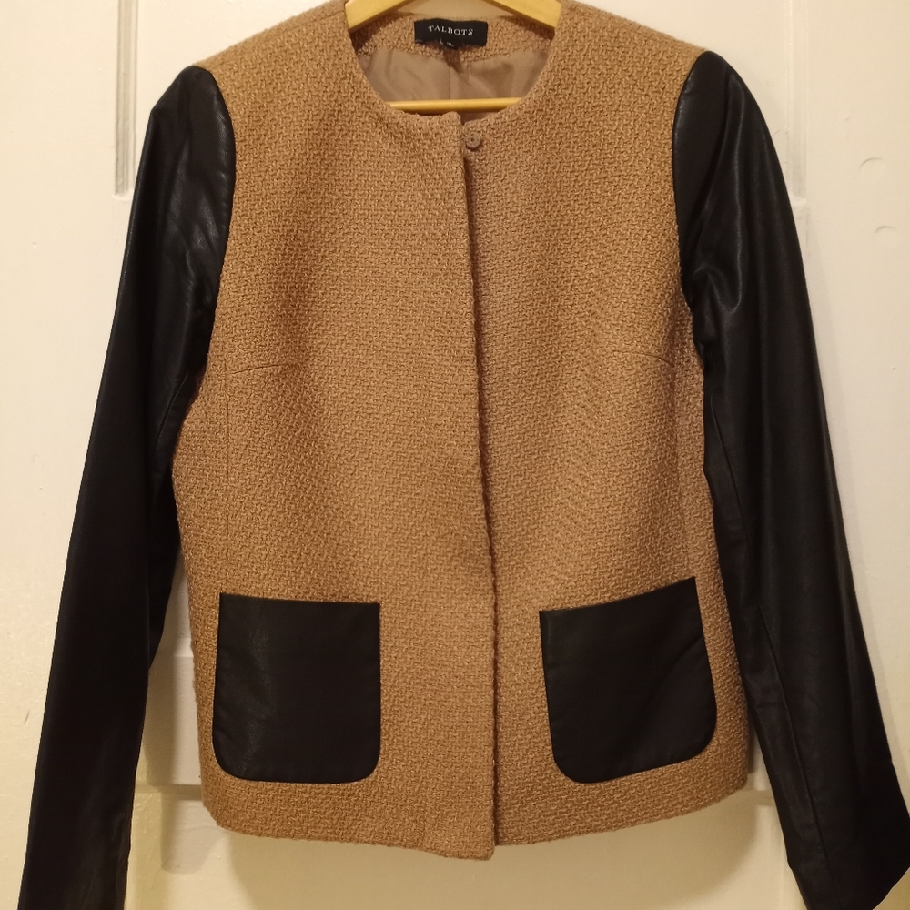 Talbot's Tan/Black Faux Leather Jacket